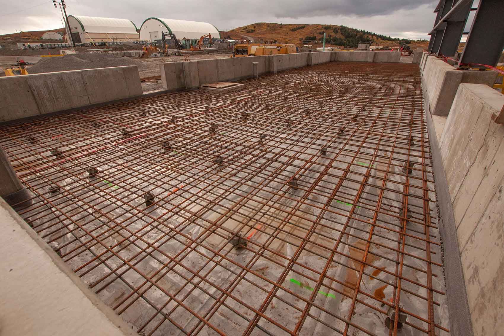 Rebar placed in preparation for concrete pouring