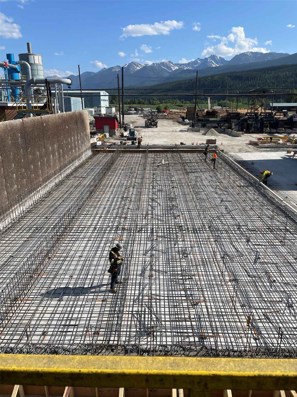 rebar being placed prior to concrete pouring