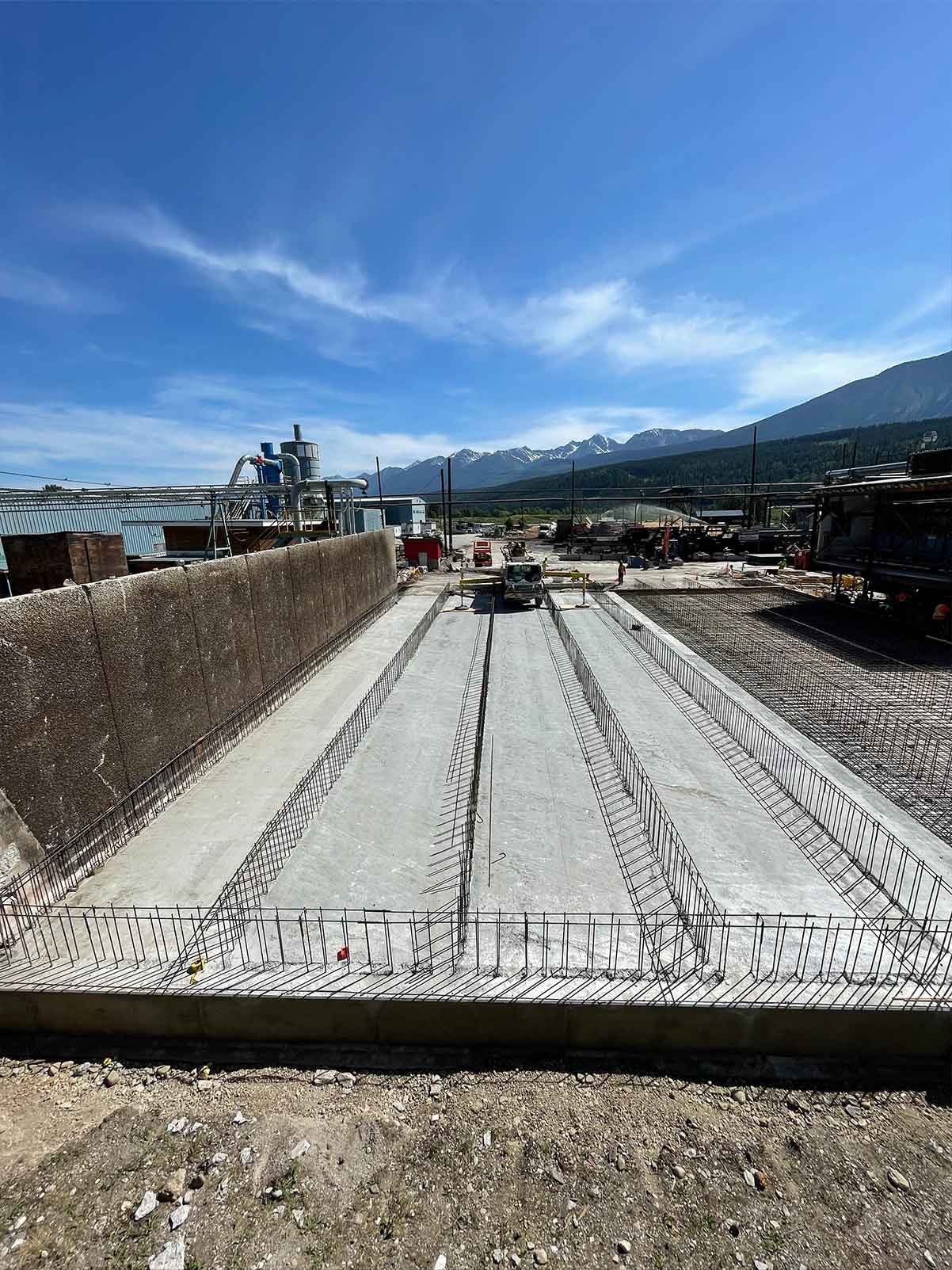 Rebar partly complete prior to pouring concrete